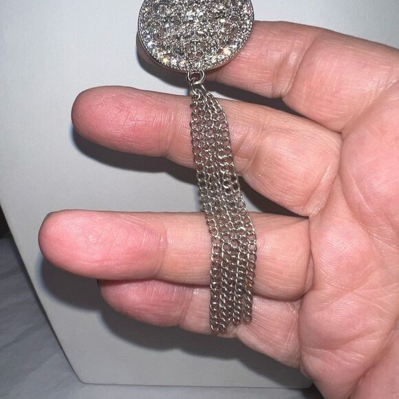 Silver Tone with Filigree and Crystal Tassel Necklace - Picture 5 of 9